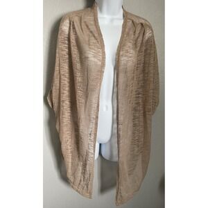 Heart Hips Cardigan Womens Medium Brown Short Sleeve Lightweight Open Front Boho